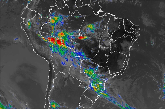 Imagem de satélite de todo o Brasil nesta quarta-feira (15) - Fonte: Inmet