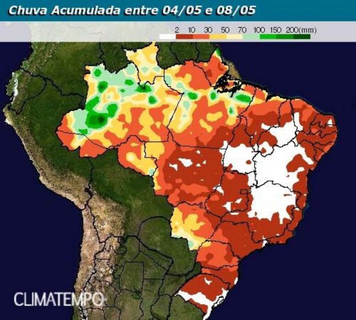 Chuvas Brasil 04 a 08/05 - Fonte: Climatempo